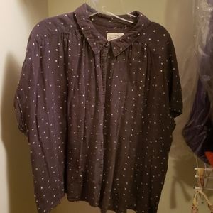 Button up Gray shirt with small white dots
